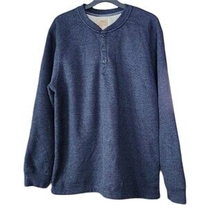Telluride Clothing Company Men's Medium Navy Blue Fleece Henley